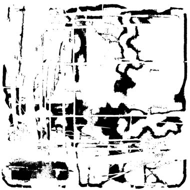 Grunge üst üste biniyor. Soyut siyah-beyaz vektör arkaplanı. Çatlak, leke ve noktalarda kirli desenli tek renkli klasik yüzey. Karanlık korku tarzında eski bir duvar.