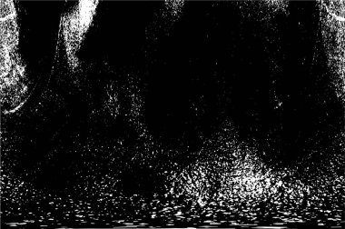 Grunge üst üste biniyor. Soyut siyah-beyaz vektör arkaplanı. Çatlak, leke ve noktalarda kirli desenli tek renkli klasik yüzey. Karanlık korku tarzında eski bir duvar.