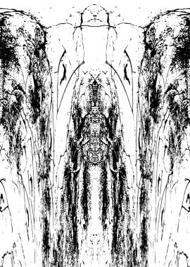 Grunge üst üste biniyor. Soyut siyah-beyaz vektör arkaplanı. Çatlak, leke ve noktalarda kirli desenli tek renkli klasik yüzey. Karanlık korku tarzında eski bir duvar.