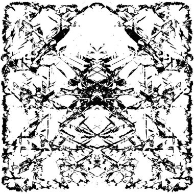 Grunge üst üste biniyor. Soyut siyah-beyaz vektör arkaplanı. Çatlak, leke ve noktalarda kirli desenli tek renkli klasik yüzey. Karanlık korku tarzında eski bir duvar.