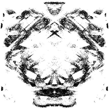 Grunge üst üste biniyor. Soyut siyah-beyaz vektör arkaplanı. Çatlak, leke ve noktalarda kirli desenli tek renkli klasik yüzey. Karanlık korku tarzında eski bir duvar.