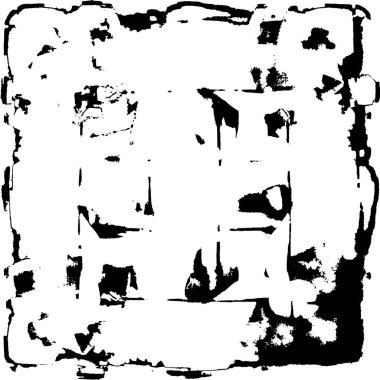 Grunge üst üste biniyor. Soyut siyah-beyaz vektör arkaplanı. Çatlak, leke ve noktalarda kirli desenli tek renkli klasik yüzey. Karanlık korku tarzında eski bir duvar.