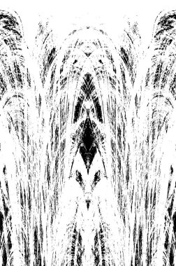 Grunge üst üste biniyor. Soyut siyah-beyaz vektör arkaplanı. Çatlak, leke ve noktalarda kirli desenli tek renkli klasik yüzey. Karanlık korku tarzında eski bir duvar.