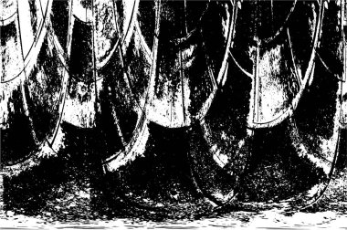 Grunge üst üste biniyor. Soyut siyah-beyaz vektör arkaplanı. Çatlak, leke ve noktalarda kirli desenli tek renkli klasik yüzey. Karanlık korku tarzında eski bir duvar.