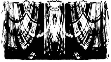 Grunge dikey olarak simetrik siyah beyaz doku. Tek renkli yıpranmış kaplama deseni. 