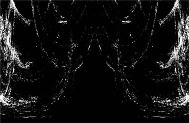 Grunge üst üste biniyor. Soyut siyah-beyaz vektör arkaplanı. Çatlak, leke ve noktalarda kirli desenli tek renkli klasik yüzey. Karanlık korku tarzında eski bir duvar.