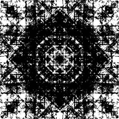 Grunge üst üste biniyor. Soyut siyah-beyaz vektör arkaplanı. Çatlak, leke ve noktalarda kirli desenli tek renkli klasik yüzey. Karanlık korku tarzında eski bir duvar.