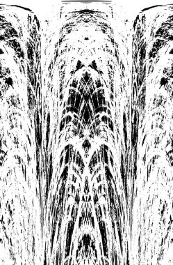 Grunge dikey olarak simetrik siyah beyaz doku. Tek renkli yıpranmış kaplama deseni. 