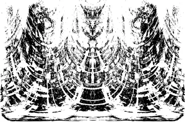 Grunge dikey olarak simetrik siyah beyaz doku. Tek renkli yıpranmış kaplama deseni. 