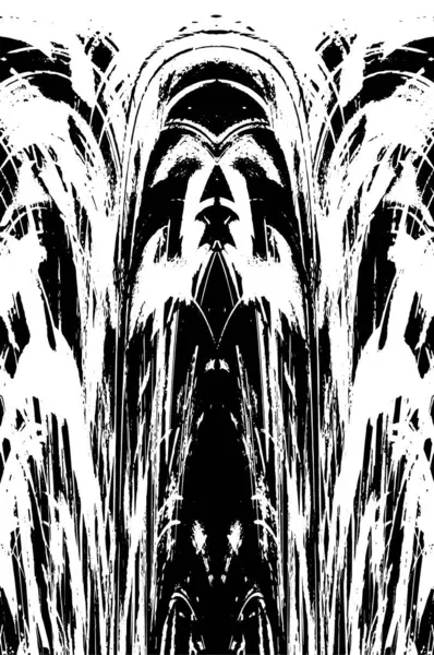 Grunge dikey olarak simetrik siyah beyaz doku. Tek renkli yıpranmış kaplama deseni. 