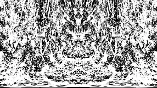 Grunge dikey olarak simetrik siyah beyaz doku. Tek renkli yıpranmış kaplama deseni. 