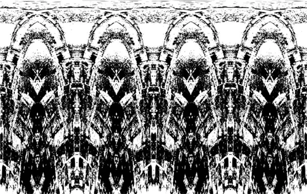 Grunge Siyah ve Beyaz Şehir Vektör Doku Şablonu. Çatlakların, lekelerin, çiplerin, çizgilerin koyu arkaplanı.