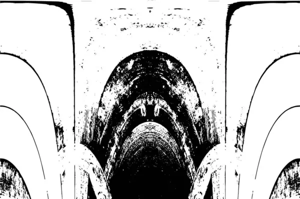 Grunge Siyah ve Beyaz Şehir Vektör Doku Şablonu. Çatlakların, lekelerin, çiplerin, çizgilerin koyu arkaplanı.