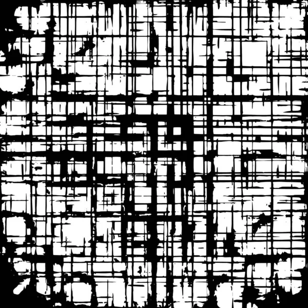 Grunge Siyah ve Beyaz Şehir Vektör Doku Şablonu. Çatlakların, lekelerin, çiplerin, çizgilerin koyu arkaplanı.