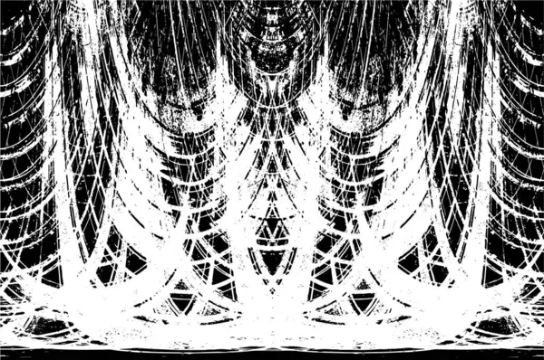 Grunge Siyah ve Beyaz Şehir Vektör Doku Şablonu. Çatlakların, lekelerin, çiplerin, çizgilerin koyu arkaplanı.