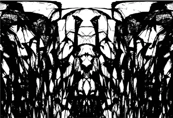 Grunge Siyah ve Beyaz Şehir Vektör Doku Şablonu. Çatlakların, lekelerin, çiplerin, çizgilerin koyu arkaplanı.