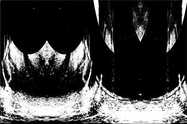 Grunge Siyah ve Beyaz Şehir Vektör Doku Şablonu. Çatlakların, lekelerin, çiplerin, çizgilerin koyu arkaplanı.