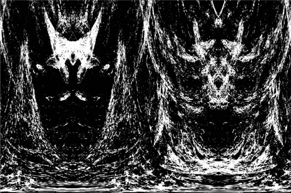 Grunge Siyah ve Beyaz Şehir Vektör Doku Şablonu. Çatlakların, lekelerin, çiplerin, çizgilerin koyu arkaplanı.