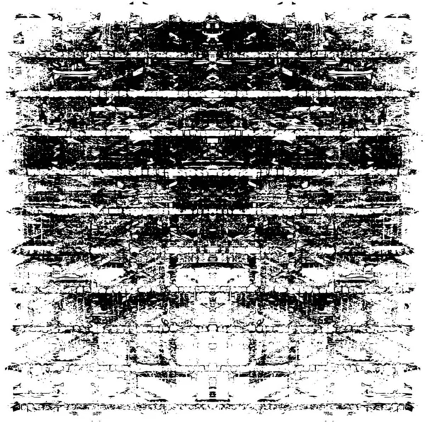 Grunge üst üste biniyor. Soyut siyah-beyaz vektör arkaplanı. Çatlak, leke ve noktalarda kirli desenli tek renkli klasik yüzey. Karanlık korku tarzında eski bir duvar.