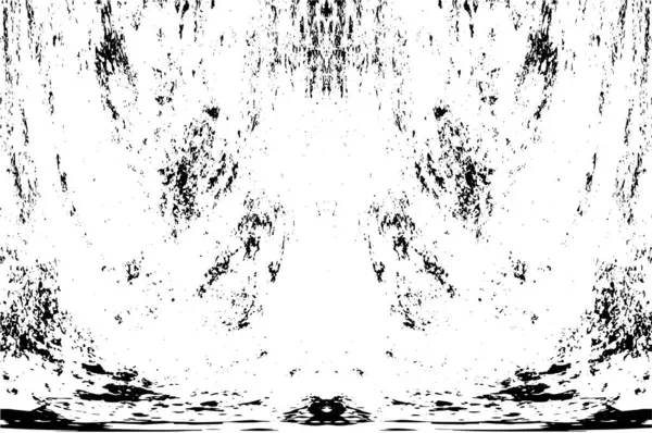 Grunge üst üste biniyor. Soyut siyah-beyaz vektör arkaplanı. Çatlak, leke ve noktalarda kirli desenli tek renkli klasik yüzey. Karanlık korku tarzında eski bir duvar.