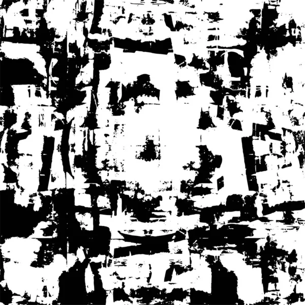 Grunge üst üste biniyor. Soyut siyah-beyaz vektör arkaplanı. Çatlak, leke ve noktalarda kirli desenli tek renkli klasik yüzey. Karanlık korku tarzında eski bir duvar.