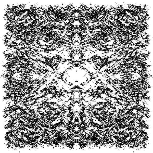 Grunge üst üste biniyor. Soyut siyah-beyaz vektör arkaplanı. Çatlak, leke ve noktalarda kirli desenli tek renkli klasik yüzey. Karanlık korku tarzında eski bir duvar.