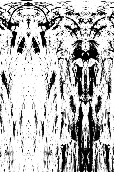 Grunge üst üste biniyor. Soyut siyah-beyaz vektör arkaplanı. Çatlak, leke ve noktalarda kirli desenli tek renkli klasik yüzey. Karanlık korku tarzında eski bir duvar.