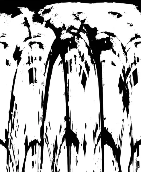 Grunge üst üste biniyor. Soyut siyah-beyaz vektör arkaplanı. Çatlak, leke ve noktalarda kirli desenli tek renkli klasik yüzey. Karanlık korku tarzında eski bir duvar.