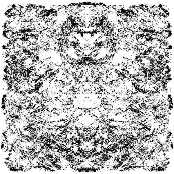 Grunge üst üste biniyor. Soyut siyah-beyaz vektör arkaplanı. Çatlak, leke ve noktalarda kirli desenli tek renkli klasik yüzey. Karanlık korku tarzında eski bir duvar.