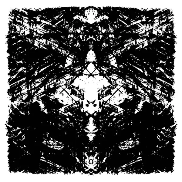 Grunge üst üste biniyor. Soyut siyah-beyaz vektör arkaplanı. Çatlak, leke ve noktalarda kirli desenli tek renkli klasik yüzey. Karanlık korku tarzında eski bir duvar.
