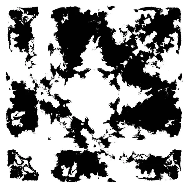 Grunge üst üste biniyor. Soyut siyah-beyaz vektör arkaplanı. Çatlak, leke ve noktalarda kirli desenli tek renkli klasik yüzey. Karanlık korku tarzında eski bir duvar.