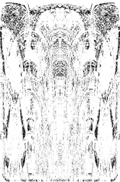 Grunge dikey olarak simetrik siyah beyaz doku. Tek renkli yıpranmış kaplama deseni. 