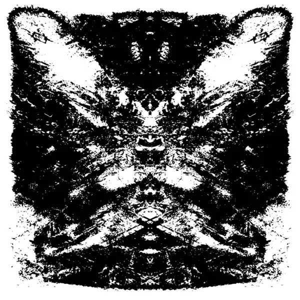 Grunge üst üste biniyor. Soyut siyah-beyaz vektör arkaplanı. Çatlak, leke ve noktalarda kirli desenli tek renkli klasik yüzey. Karanlık korku tarzında eski bir duvar.