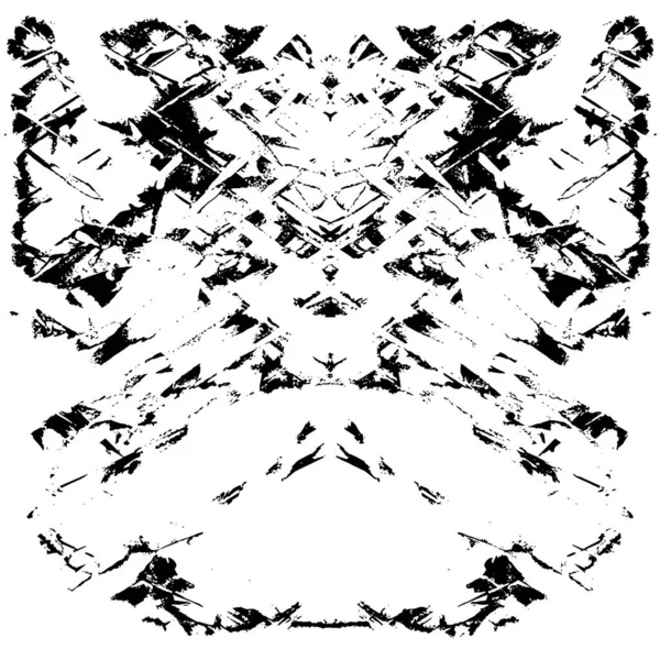 Grunge üst üste biniyor. Soyut siyah-beyaz vektör arkaplanı. Çatlak, leke ve noktalarda kirli desenli tek renkli klasik yüzey. Karanlık korku tarzında eski bir duvar.