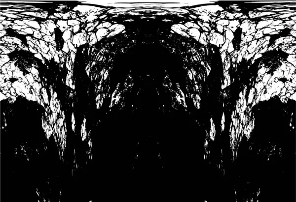 Grunge üst üste biniyor. Soyut siyah-beyaz vektör arkaplanı. Çatlak, leke ve noktalarda kirli desenli tek renkli klasik yüzey. Karanlık korku tarzında eski bir duvar.