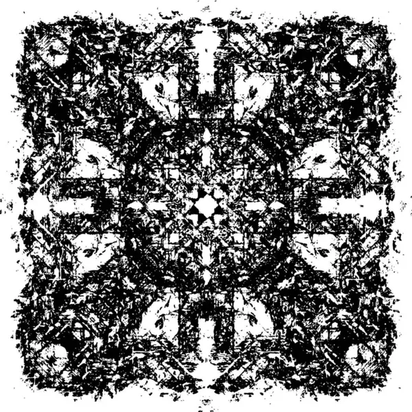 Grunge üst üste biniyor. Soyut siyah-beyaz vektör arkaplanı. Çatlak, leke ve noktalarda kirli desenli tek renkli klasik yüzey. Karanlık korku tarzında eski bir duvar.