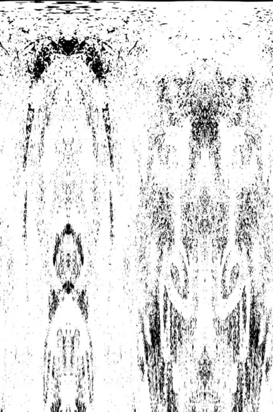 Grunge üst üste biniyor. Soyut siyah-beyaz vektör arkaplanı. Çatlak, leke ve noktalarda kirli desenli tek renkli klasik yüzey. Karanlık korku tarzında eski bir duvar.