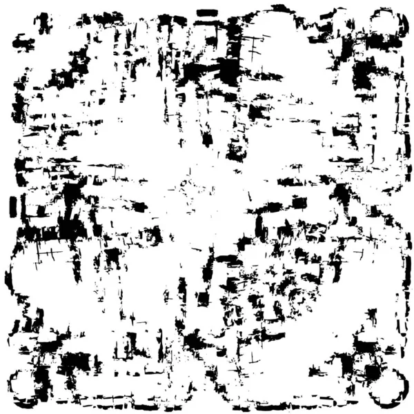 Grunge üst üste biniyor. Soyut siyah-beyaz vektör arkaplanı. Çatlak, leke ve noktalarda kirli desenli tek renkli klasik yüzey. Karanlık korku tarzında eski bir duvar.