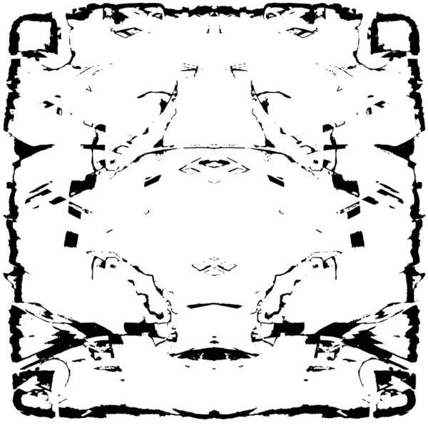 Grunge üst üste biniyor. Soyut siyah-beyaz vektör arkaplanı. Çatlak, leke ve noktalarda kirli desenli tek renkli klasik yüzey. Karanlık korku tarzında eski bir duvar.