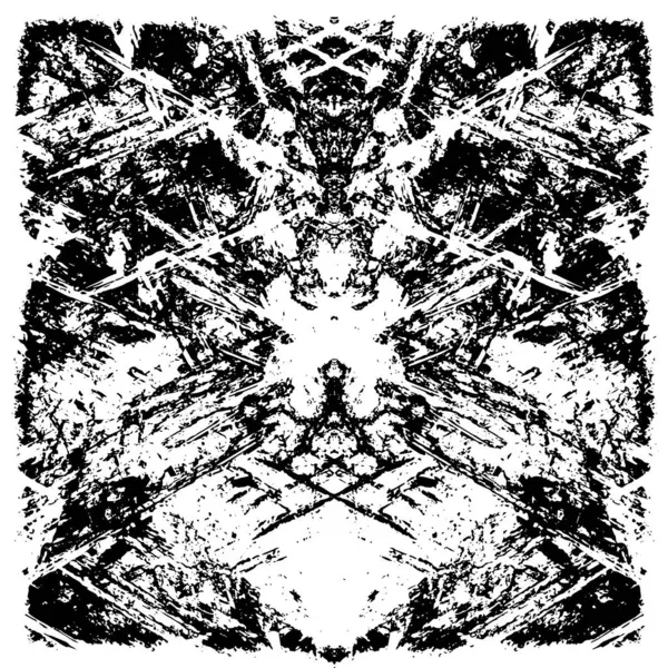 Grunge üst üste biniyor. Soyut siyah-beyaz vektör arkaplanı. Çatlak, leke ve noktalarda kirli desenli tek renkli klasik yüzey. Karanlık korku tarzında eski bir duvar.