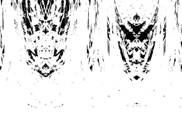 Grunge üst üste biniyor. Soyut siyah-beyaz vektör arkaplanı. Çatlak, leke ve noktalarda kirli desenli tek renkli klasik yüzey. Karanlık korku tarzında eski bir duvar.
