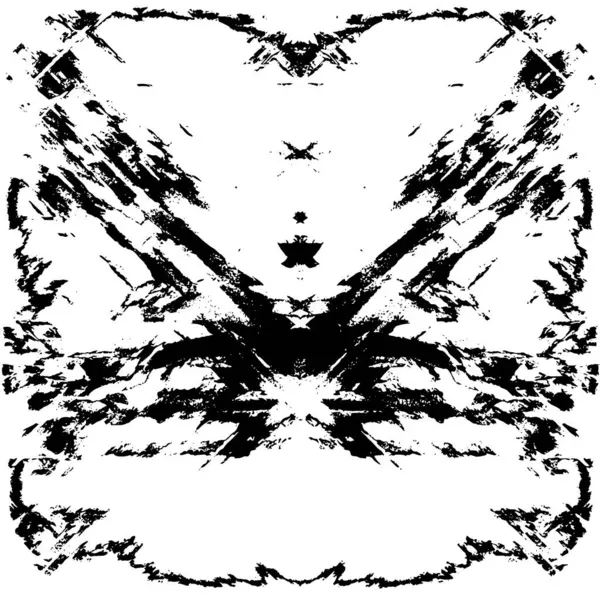 Grunge üst üste biniyor. Soyut siyah-beyaz vektör arkaplanı. Çatlak, leke ve noktalarda kirli desenli tek renkli klasik yüzey. Karanlık korku tarzında eski bir duvar.