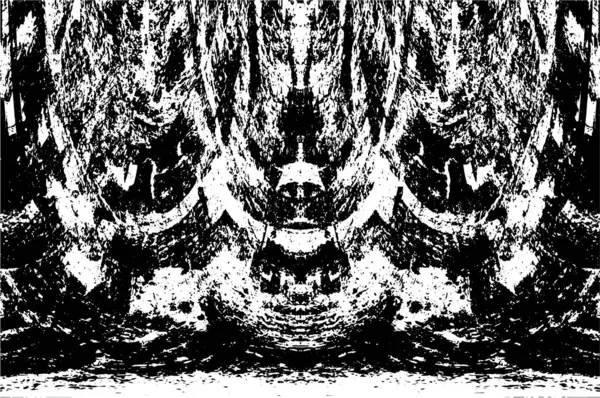 Grunge üst üste biniyor. Soyut siyah-beyaz vektör arkaplanı. Çatlak, leke ve noktalarda kirli desenli tek renkli klasik yüzey. Karanlık korku tarzında eski bir duvar.