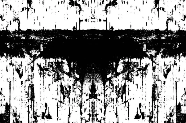 Grunge üst üste biniyor. Soyut siyah-beyaz vektör arkaplanı. Çatlak, leke ve noktalarda kirli desenli tek renkli klasik yüzey. Karanlık korku tarzında eski bir duvar.