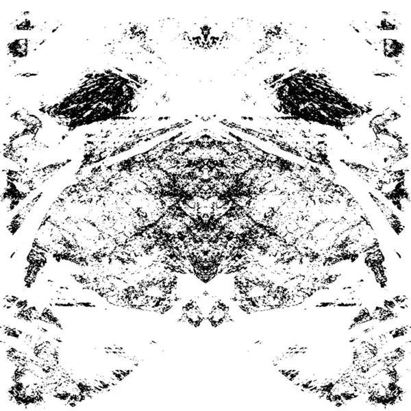 Grunge üst üste biniyor. Soyut siyah-beyaz vektör arkaplanı. Çatlak, leke ve noktalarda kirli desenli tek renkli klasik yüzey. Karanlık korku tarzında eski bir duvar.