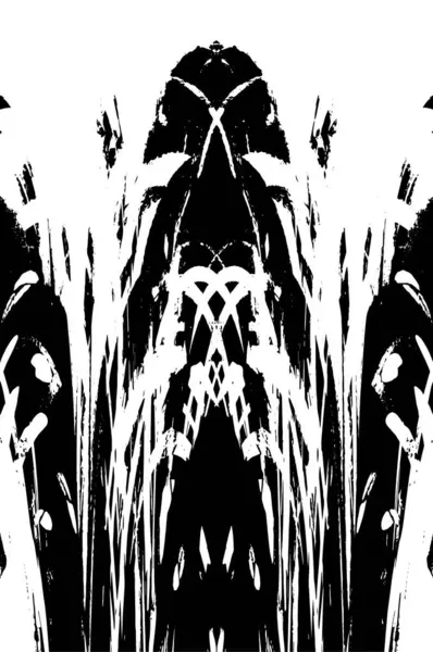 Grunge dikey olarak simetrik siyah beyaz doku. Tek renkli yıpranmış kaplama deseni. 