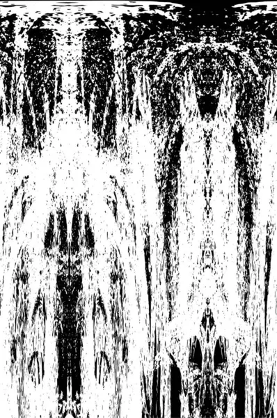 Grunge üst üste biniyor. Soyut siyah-beyaz vektör arkaplanı. Çatlak, leke ve noktalarda kirli desenli tek renkli klasik yüzey. Karanlık korku tarzında eski bir duvar.