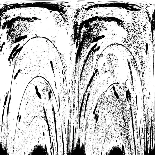 Grunge üst üste biniyor. Soyut siyah-beyaz vektör arkaplanı. Çatlak, leke ve noktalarda kirli desenli tek renkli klasik yüzey. Karanlık korku tarzında eski bir duvar.