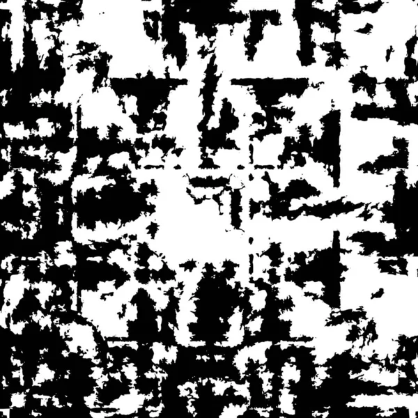 Grunge üst üste biniyor. Soyut siyah-beyaz vektör arkaplanı. Çatlak, leke ve noktalarda kirli desenli tek renkli klasik yüzey. Karanlık korku tarzında eski bir duvar.