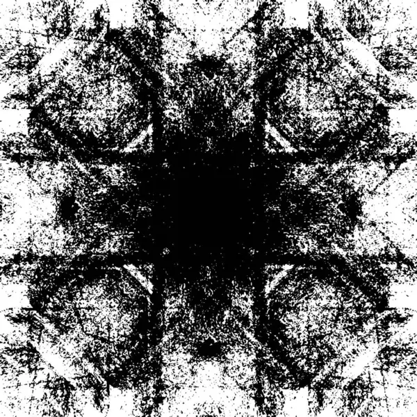 Grunge üst üste biniyor. Soyut siyah-beyaz vektör arkaplanı. Çatlak, leke ve noktalarda kirli desenli tek renkli klasik yüzey. Karanlık korku tarzında eski bir duvar.